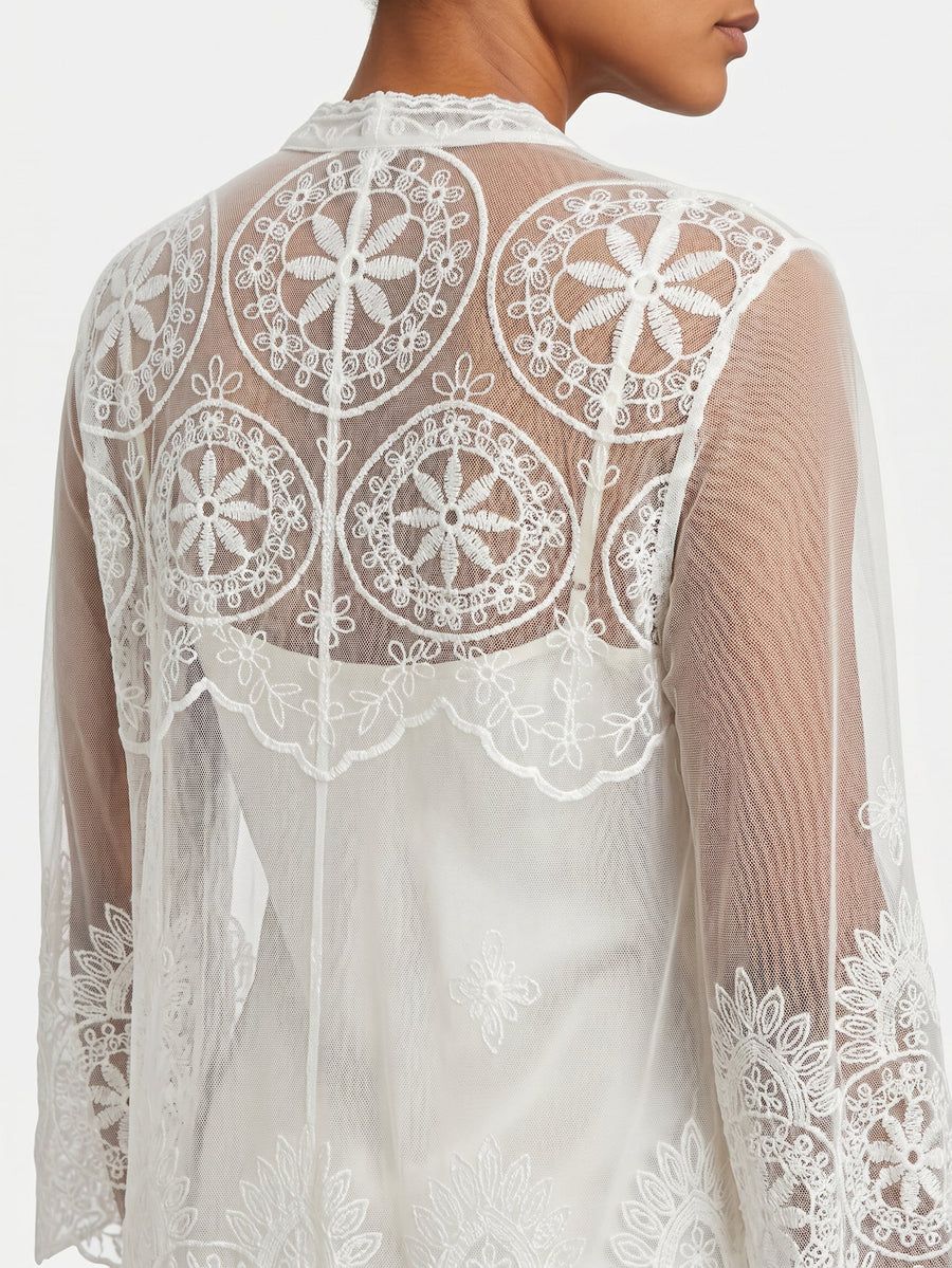 Kimono dentelle blanc médaillon dos