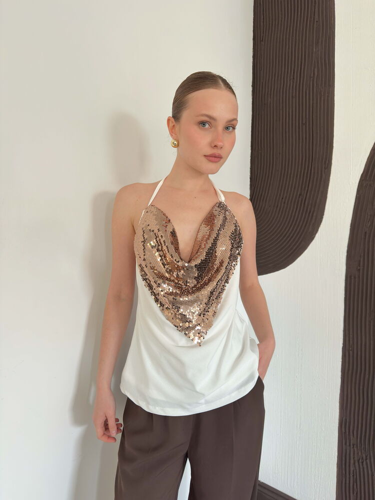 top13874 chemisier blanc paillete col licou image 3