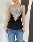 top13875 chemisier noir a paillettes avec encolure licou image 4