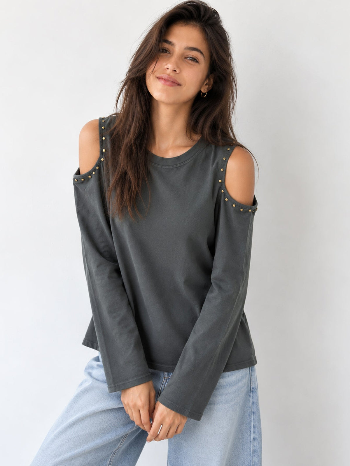top manches longues cut out gris foncé