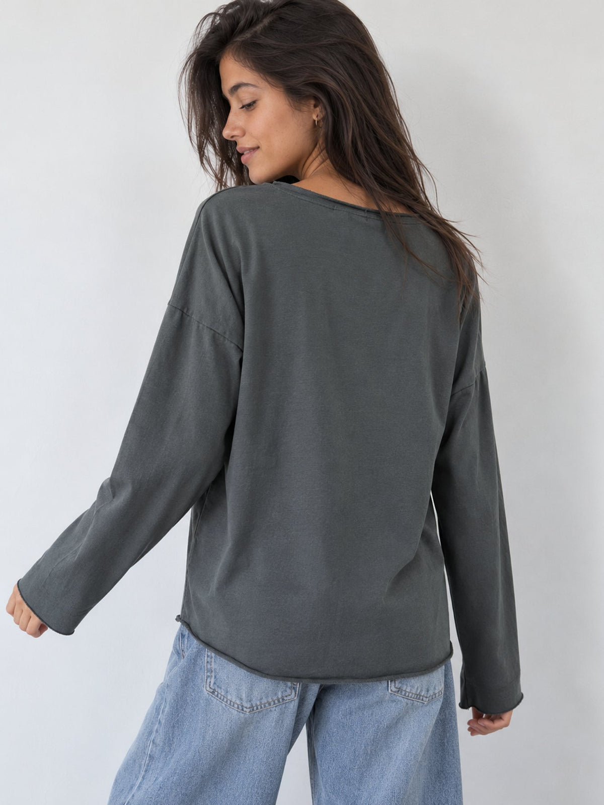 T‑shirt manches longues dos gris