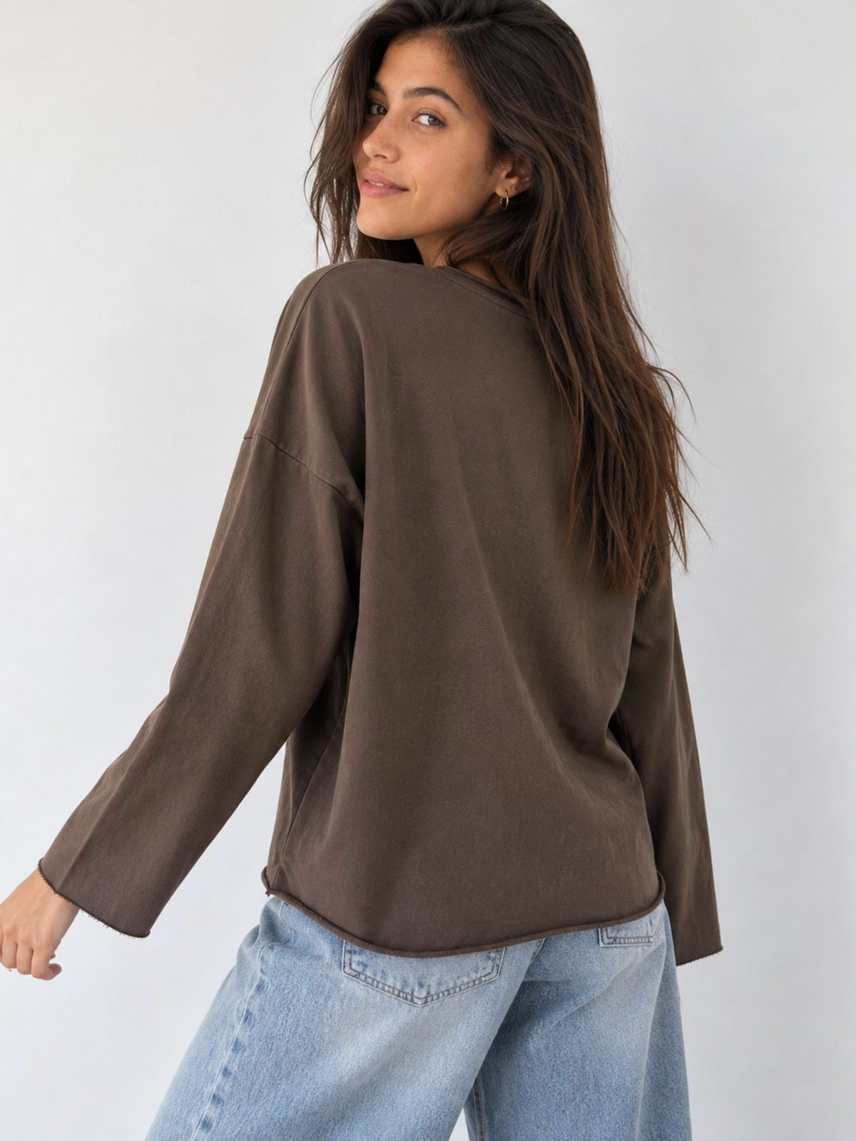 T‑shirt manches longues dos marron