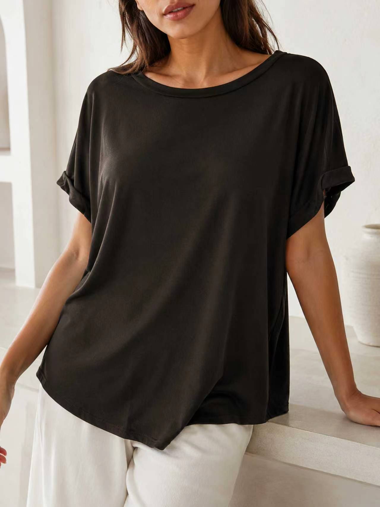 top oversize modal brun col rond