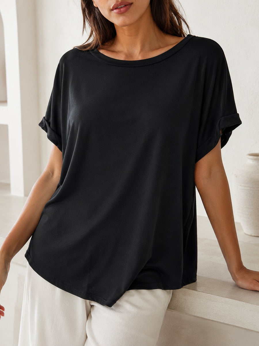 top oversize modal noir détail manche