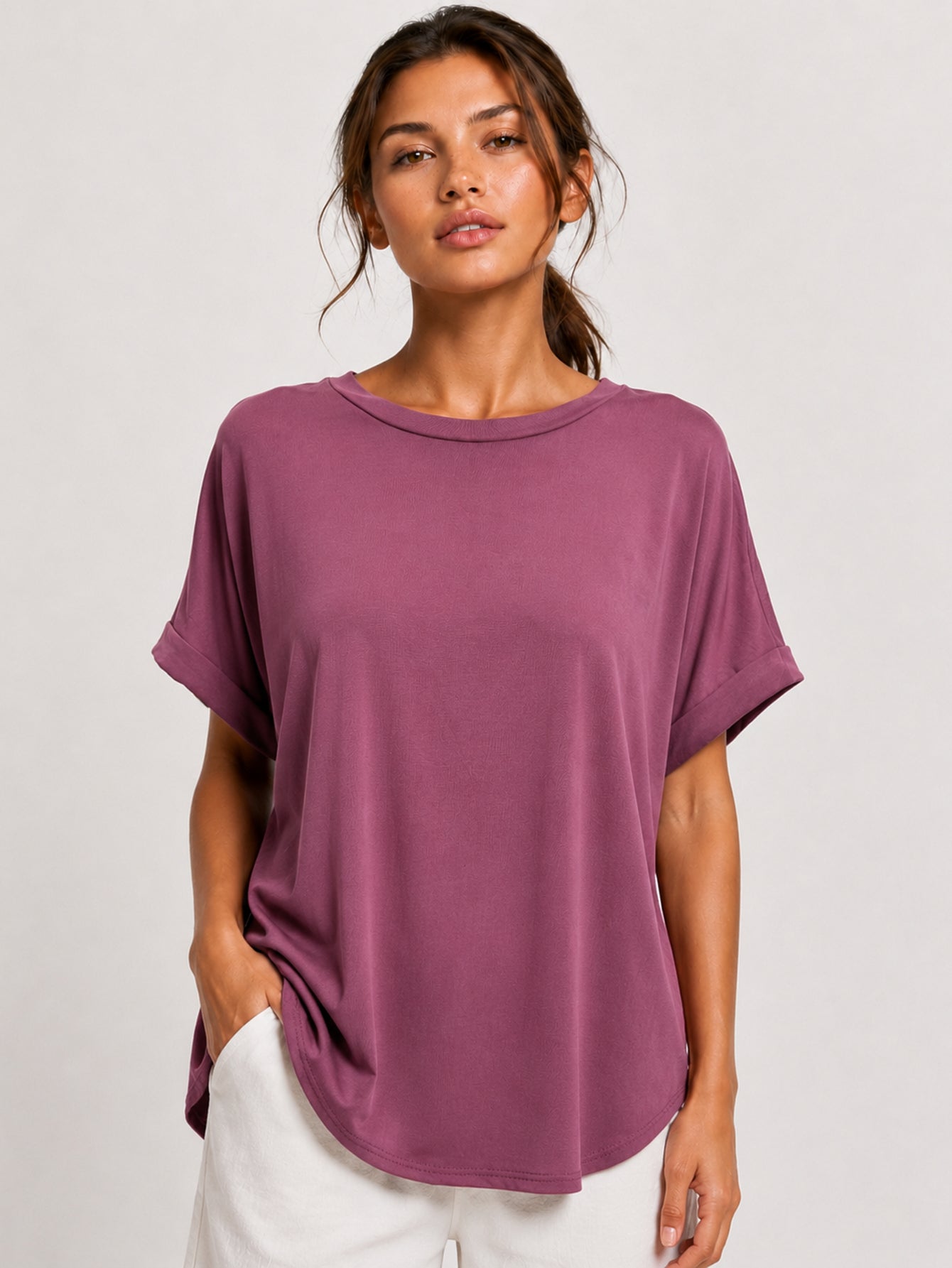 top oversize modal bordeaux trois quarts