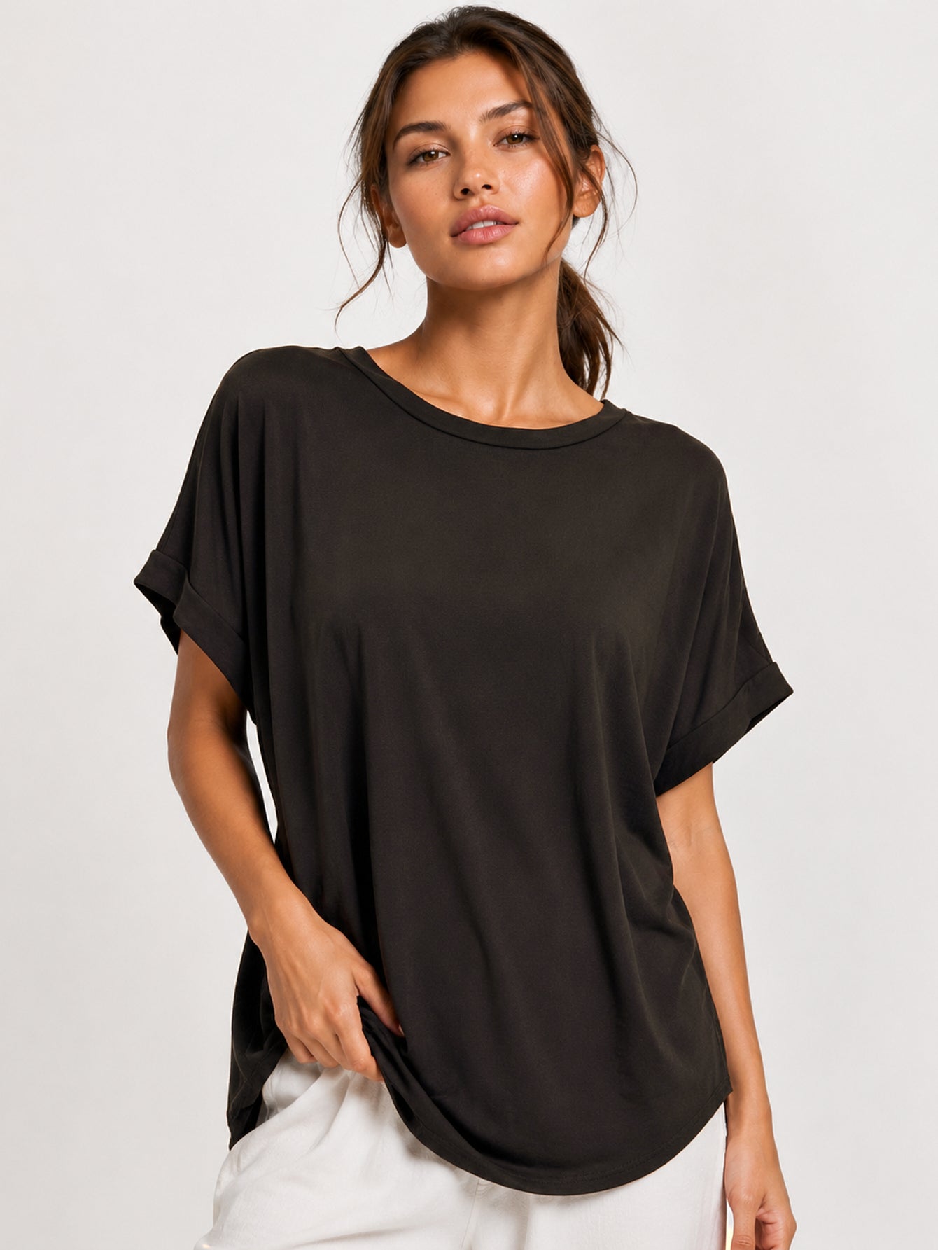 top oversize modal brun face