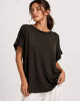 top oversize modal brun trois quarts