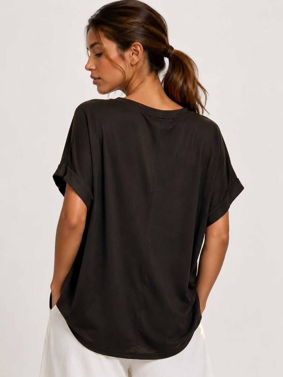 top oversize modal brun dos