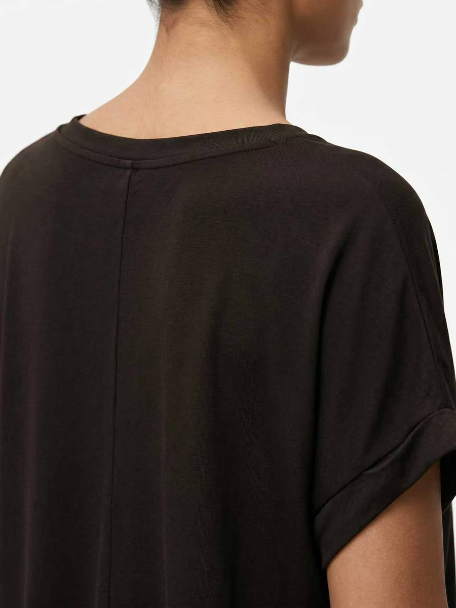 top oversize modal brun détail couture dos