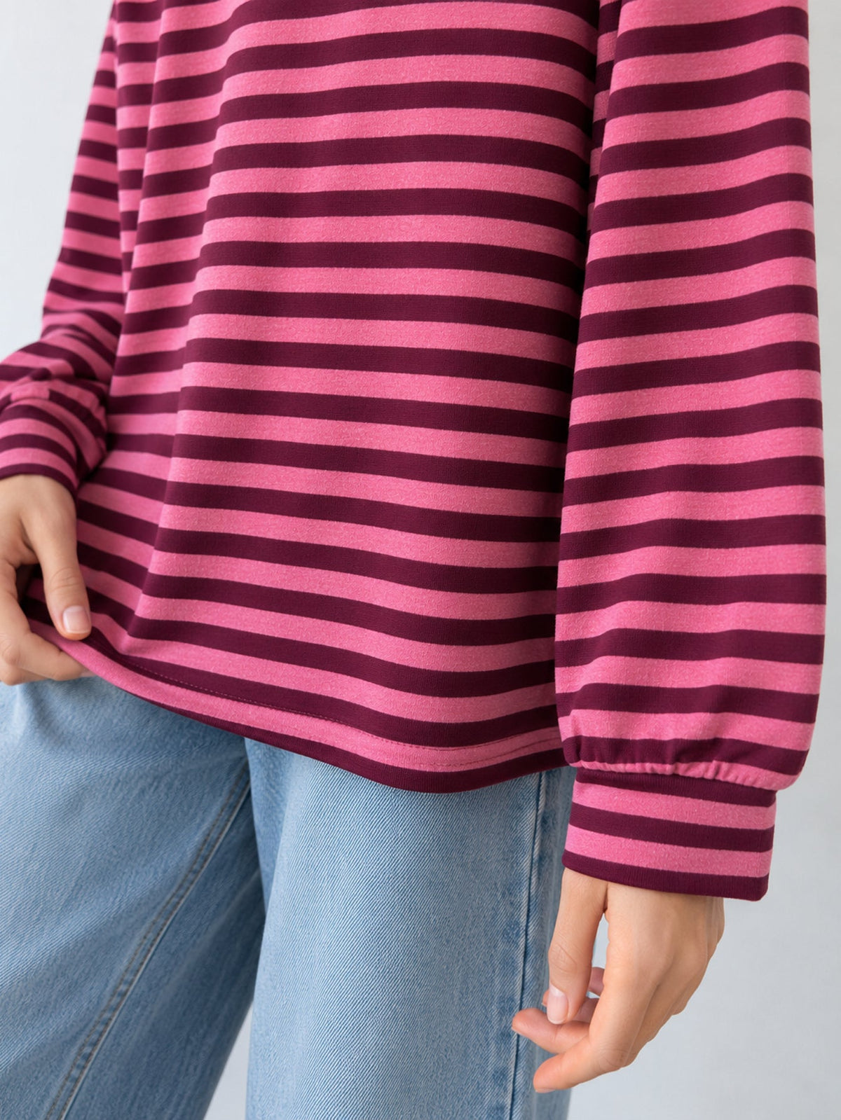 Manche et poignet polo rayé rose