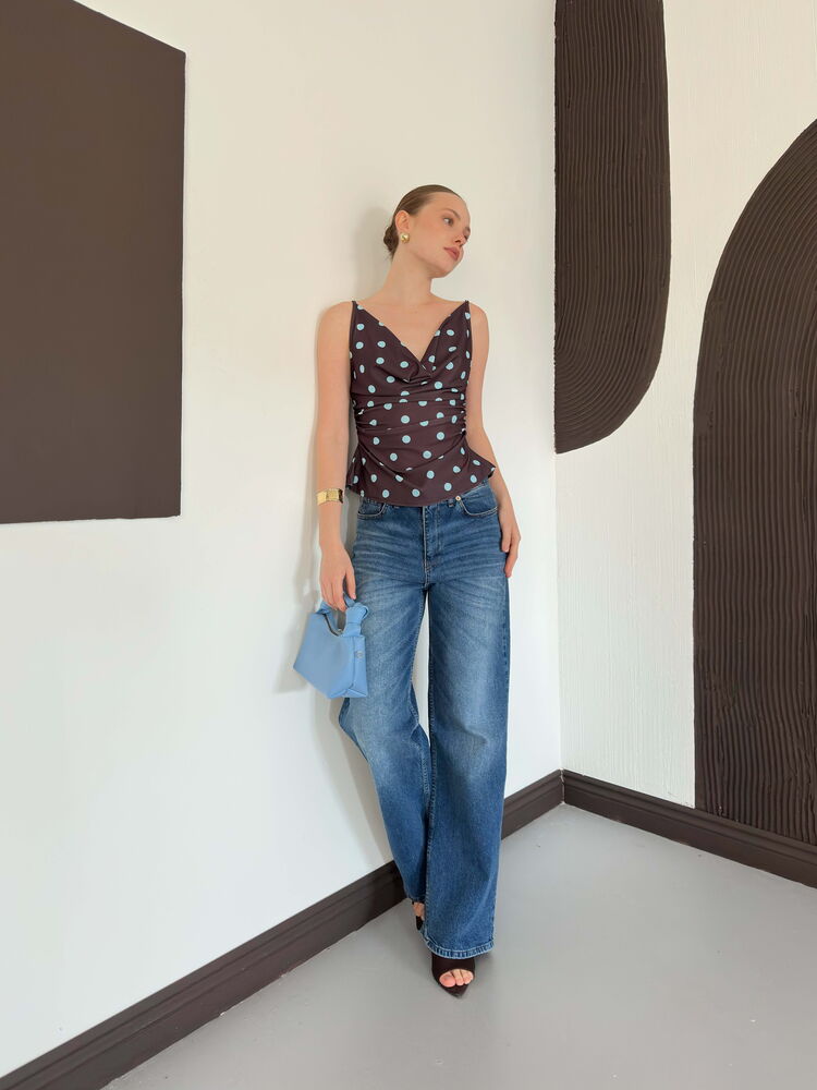 top13867 chemisier retro a pois marron image 3