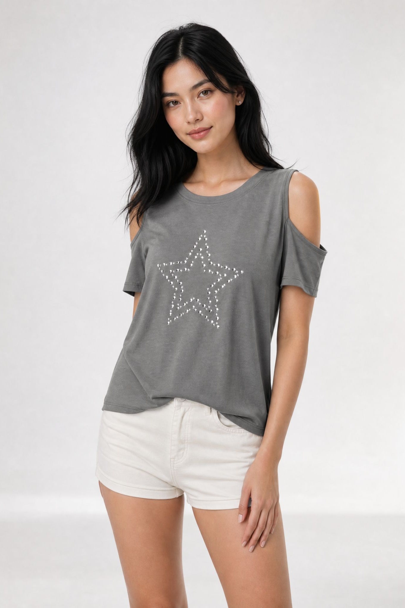 Top T shirt épaules ajourées étoile