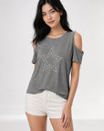 Top T shirt épaules ajourées étoile