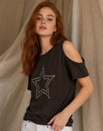 Top T shirt épaules ajourées étoile