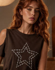 Top T shirt épaules ajourées étoile