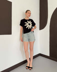 t shirt fleuri manches courtes image 2