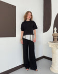 top13824 chemisier noir a paillettes a manches mi longues image 3
