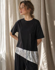 Top T shirt noir à sequins