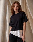 Top T shirt noir à sequins
