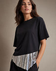 Top T shirt noir à sequins