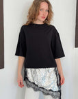top13819 chemisier noir a paillettes a demi manches image 1