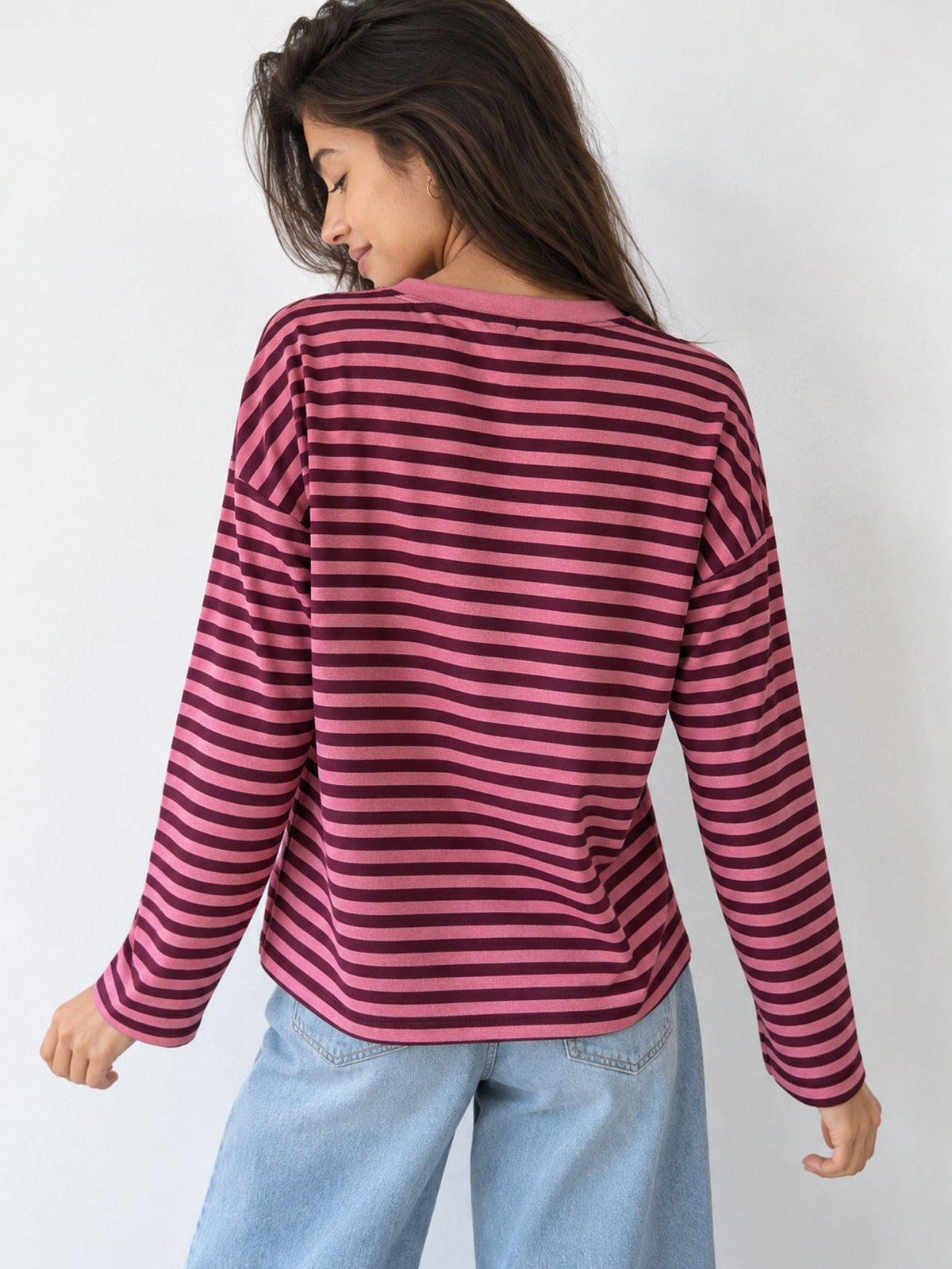 T shirt rayé bordeaux dos
