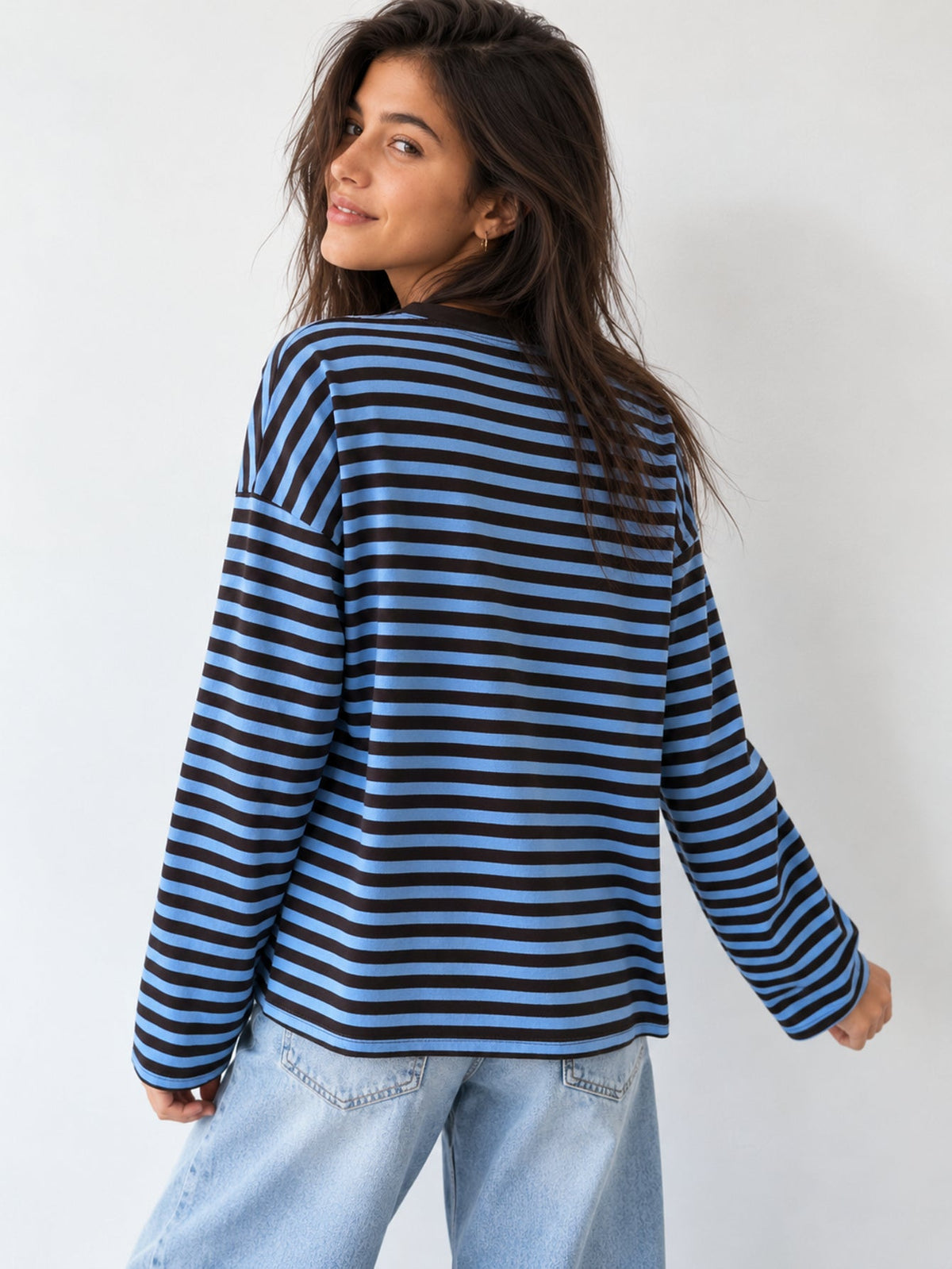 T shirt rayé dos manches longues
