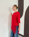 top13859 chemisier rouge a manches droites 3 4 image 2
