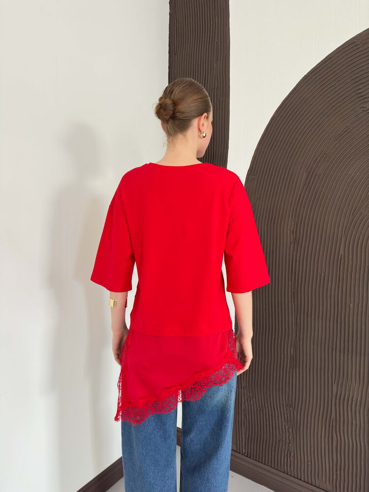 top13859 chemisier rouge a manches droites 3 4 image 5