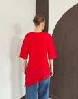 top13859 chemisier rouge a manches droites 3 4 image 5
