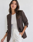 veste rayée marron col châle