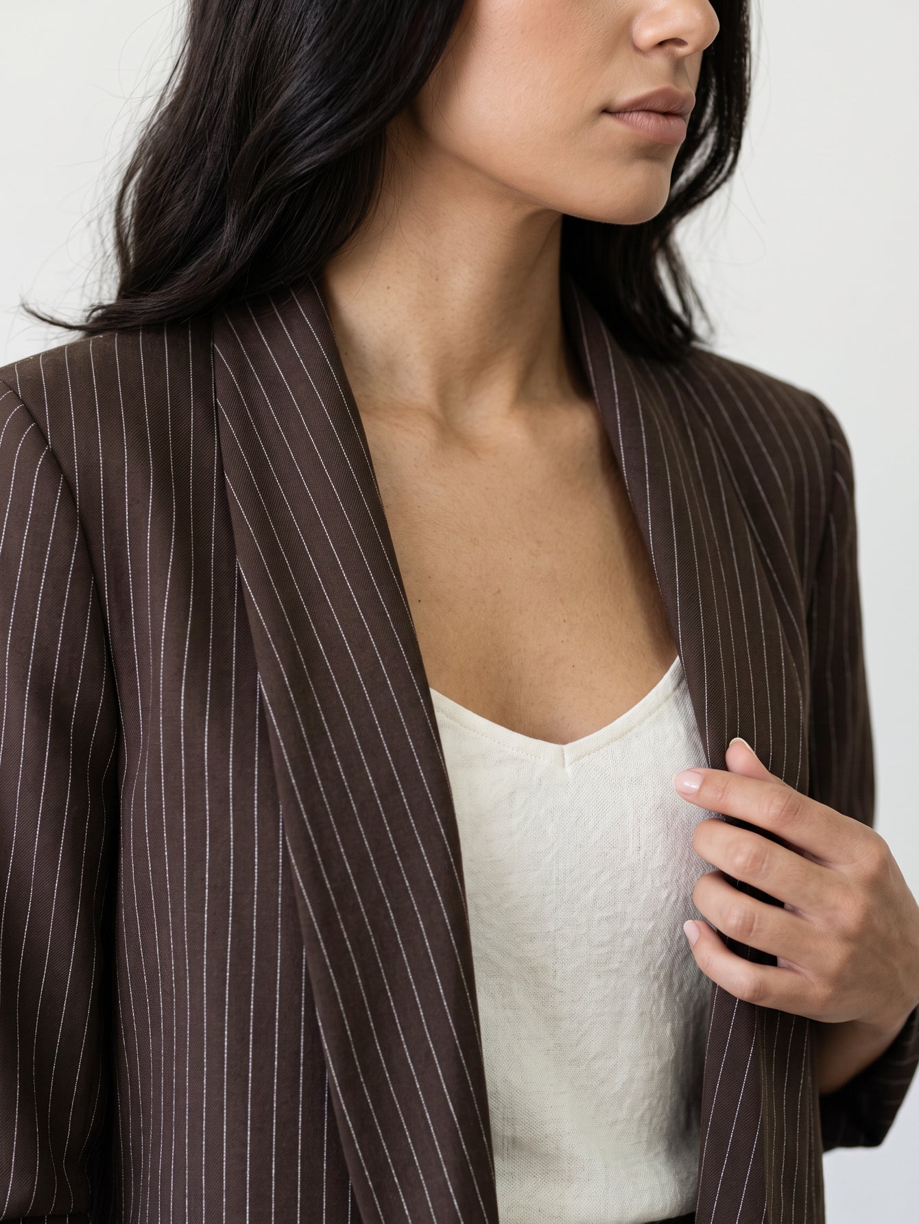 veste marron détail col châle