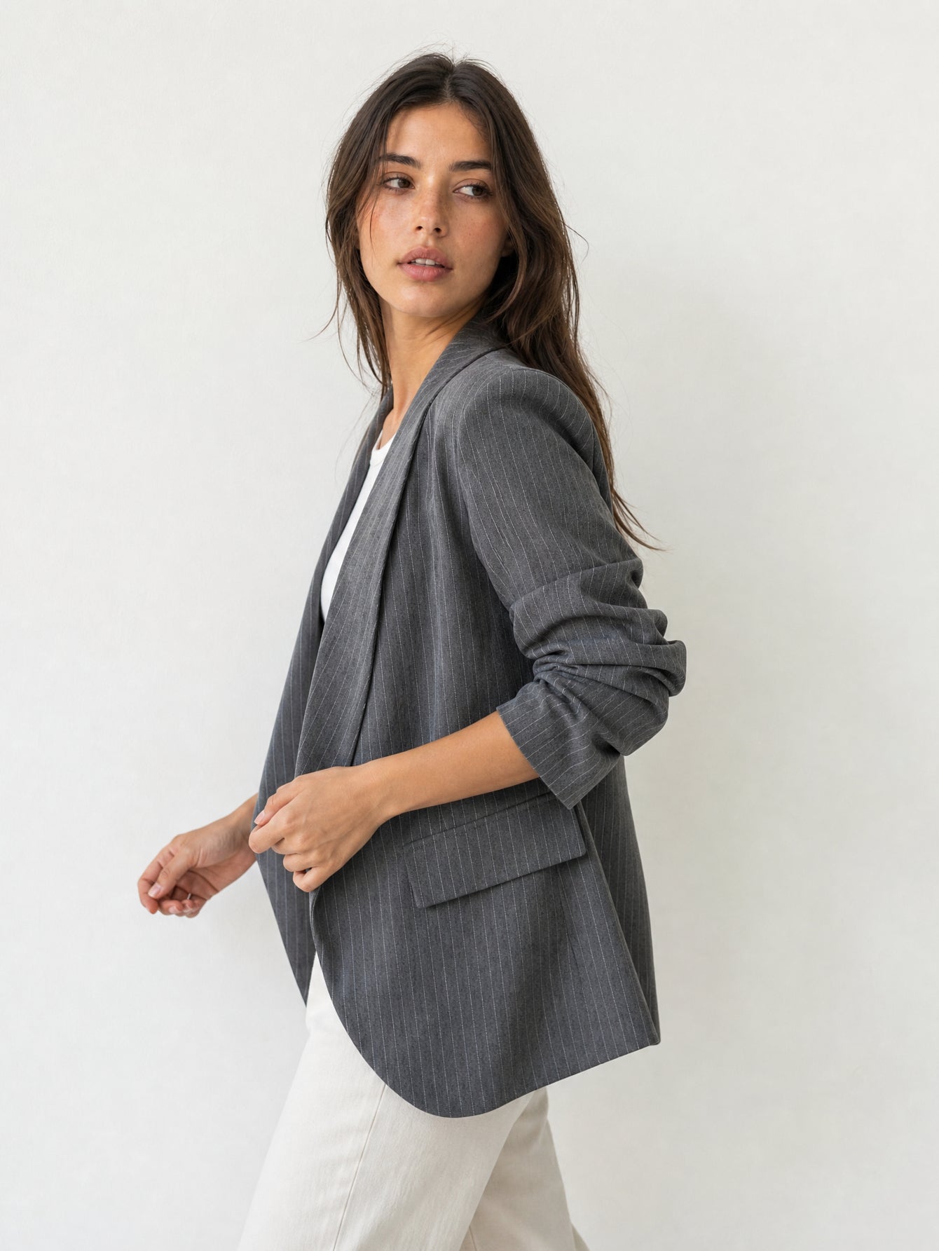 veste rayée grise profil