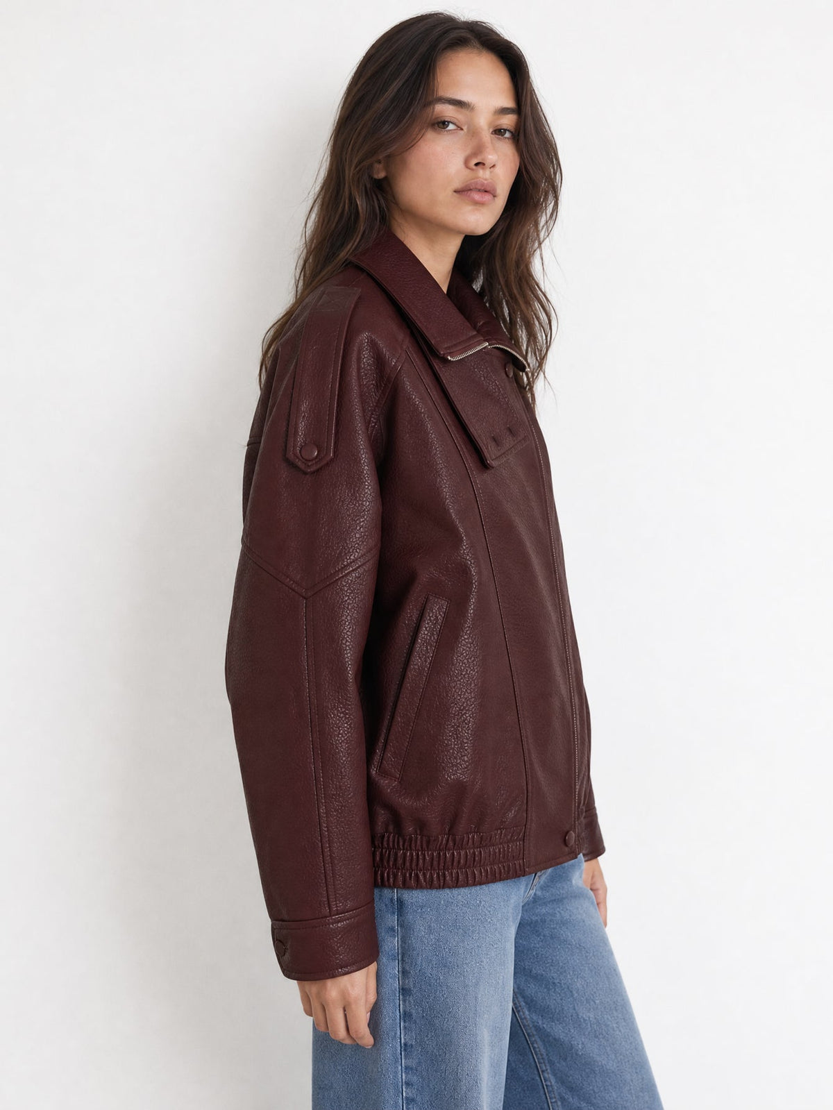 Blouson biker bordeaux face
