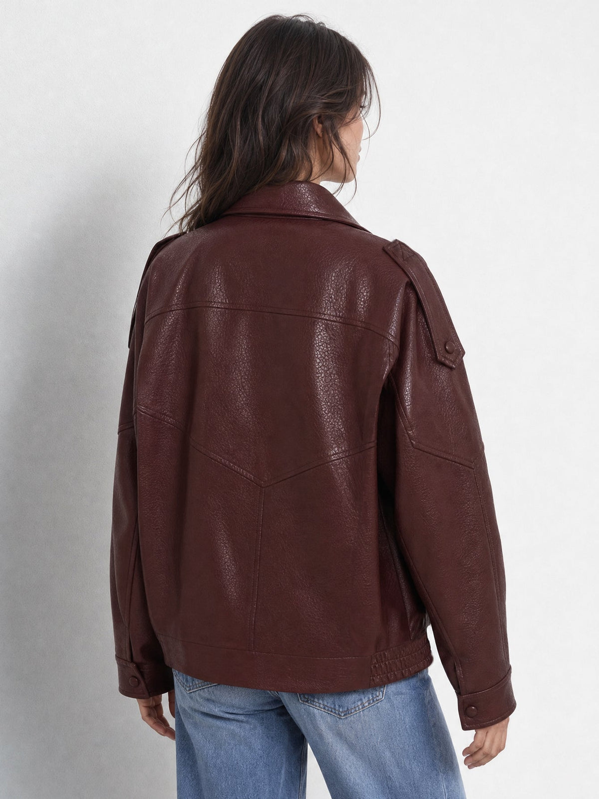 Blouson biker bordeaux profil