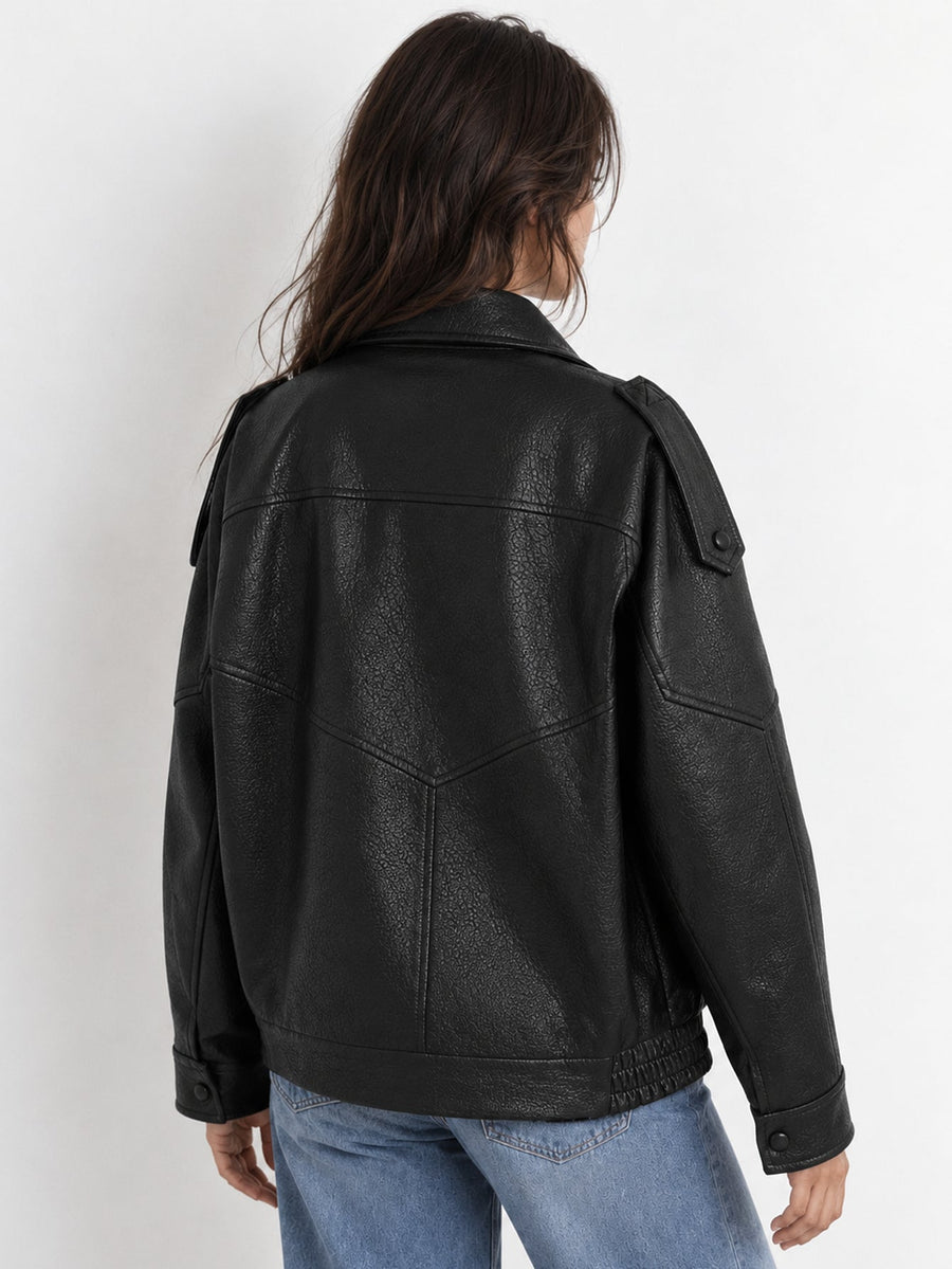 Blouson biker noir dos
