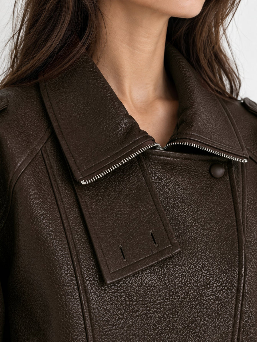 Blouson biker marron dos