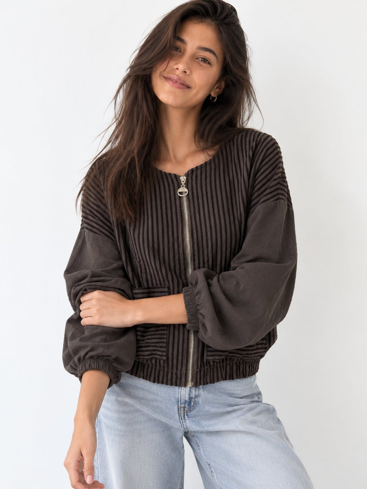 Blouson marron manches ballon