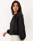 veste bomber satinée noire col rond