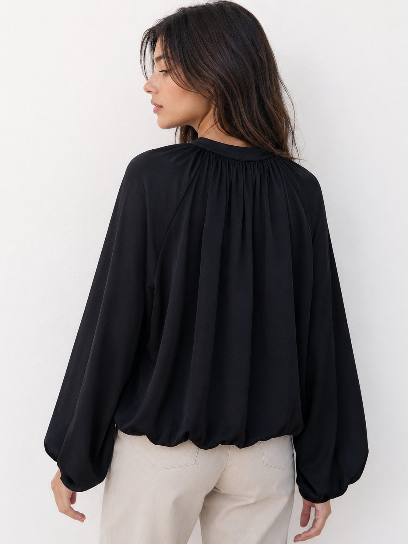 veste bomber satinée noire volume ample