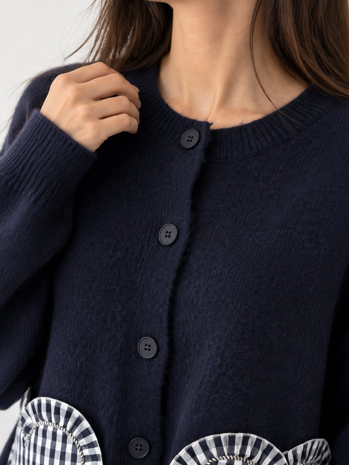 Dos du cardigan bleu nuit