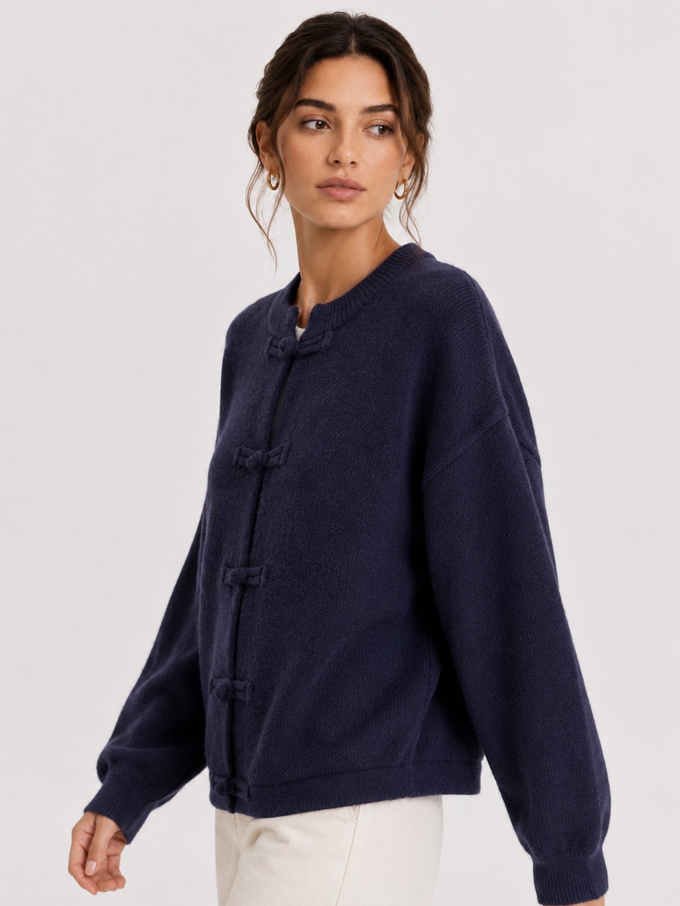 Cardigan manches longues bleu nuit