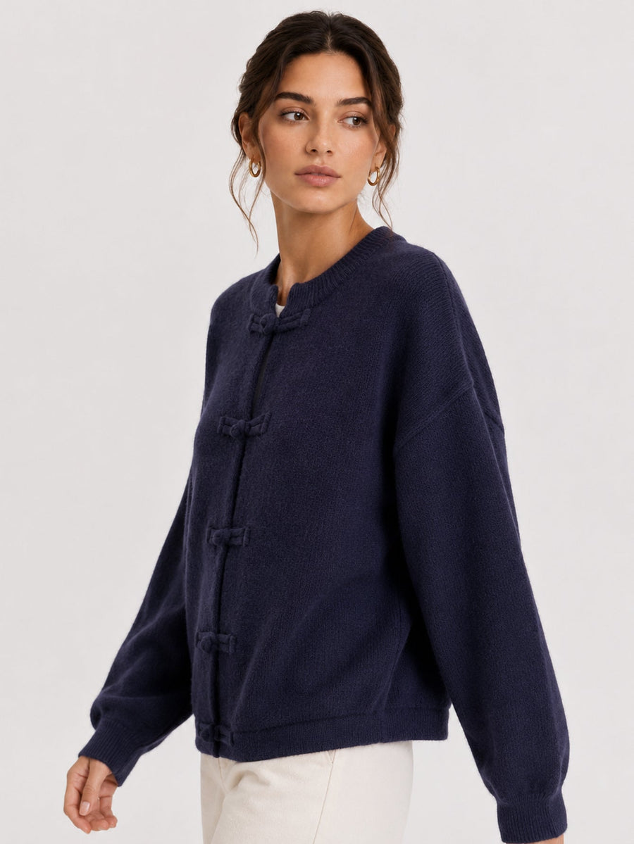 Cardigan manches longues bleu nuit