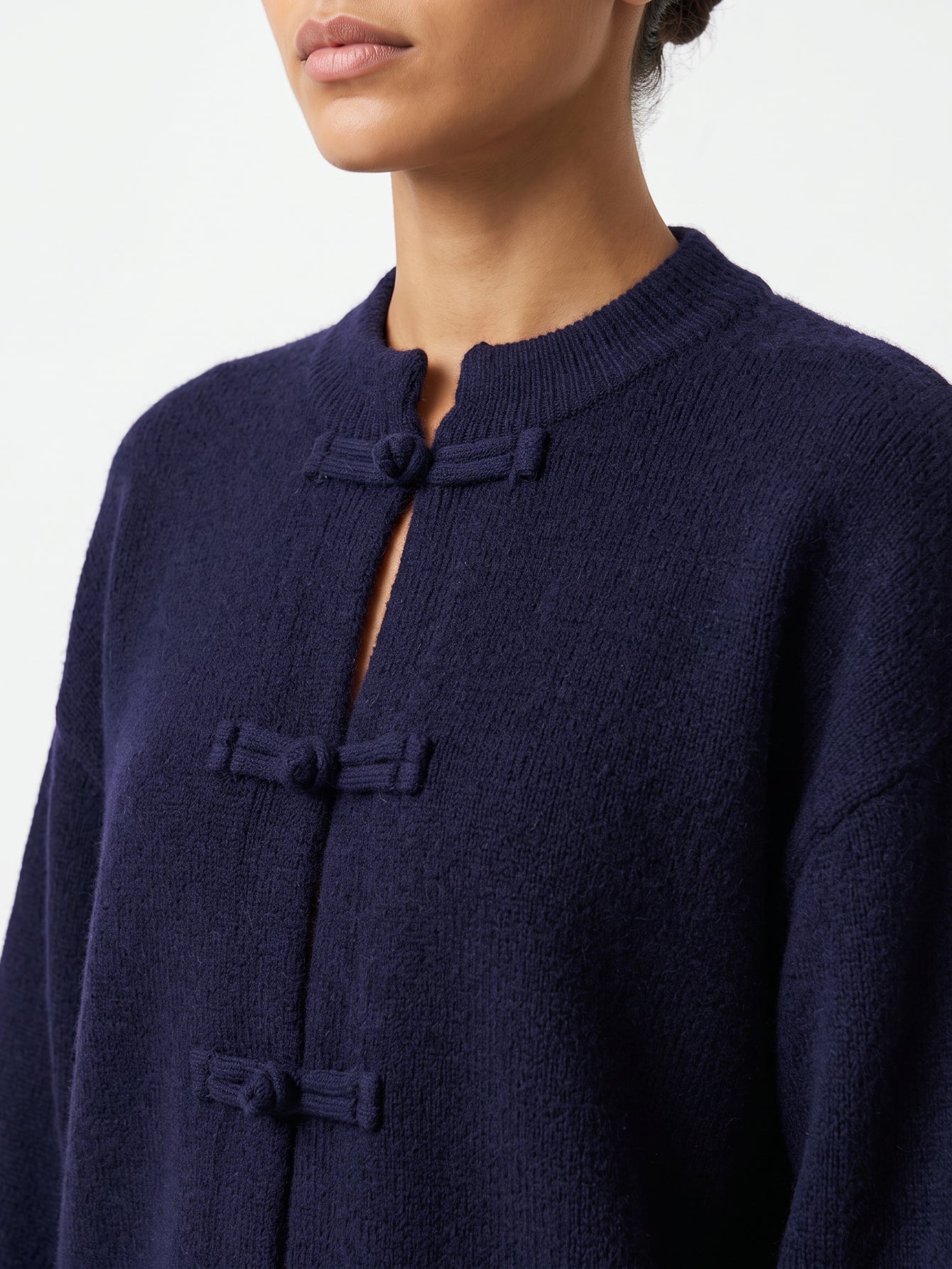 Cardigan détail col rond bleu nuit