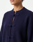Cardigan détail col rond bleu nuit