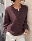 Cardigan à brandebourgs prune