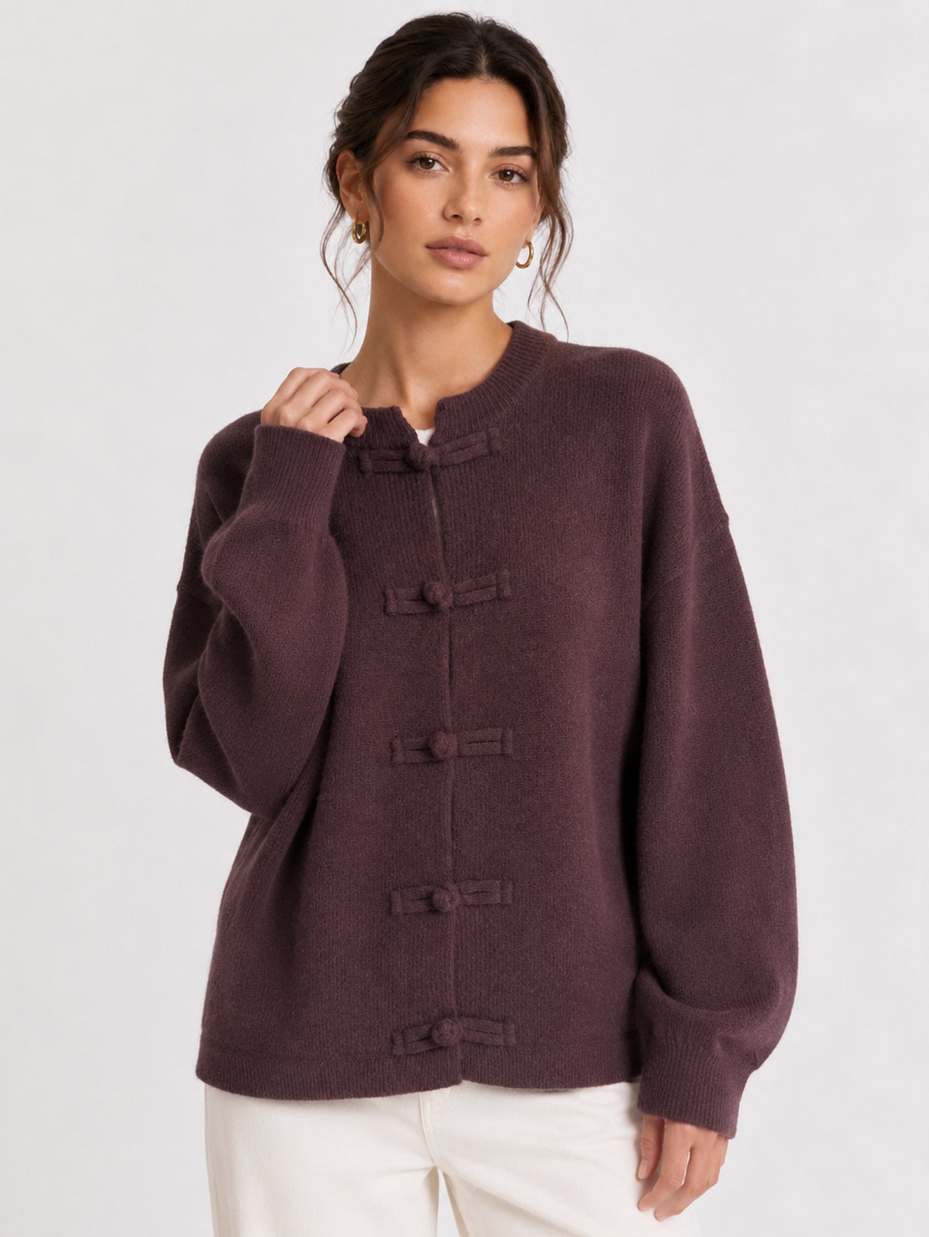 Cardigan oversize prune