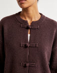 Cardigan col rond prune