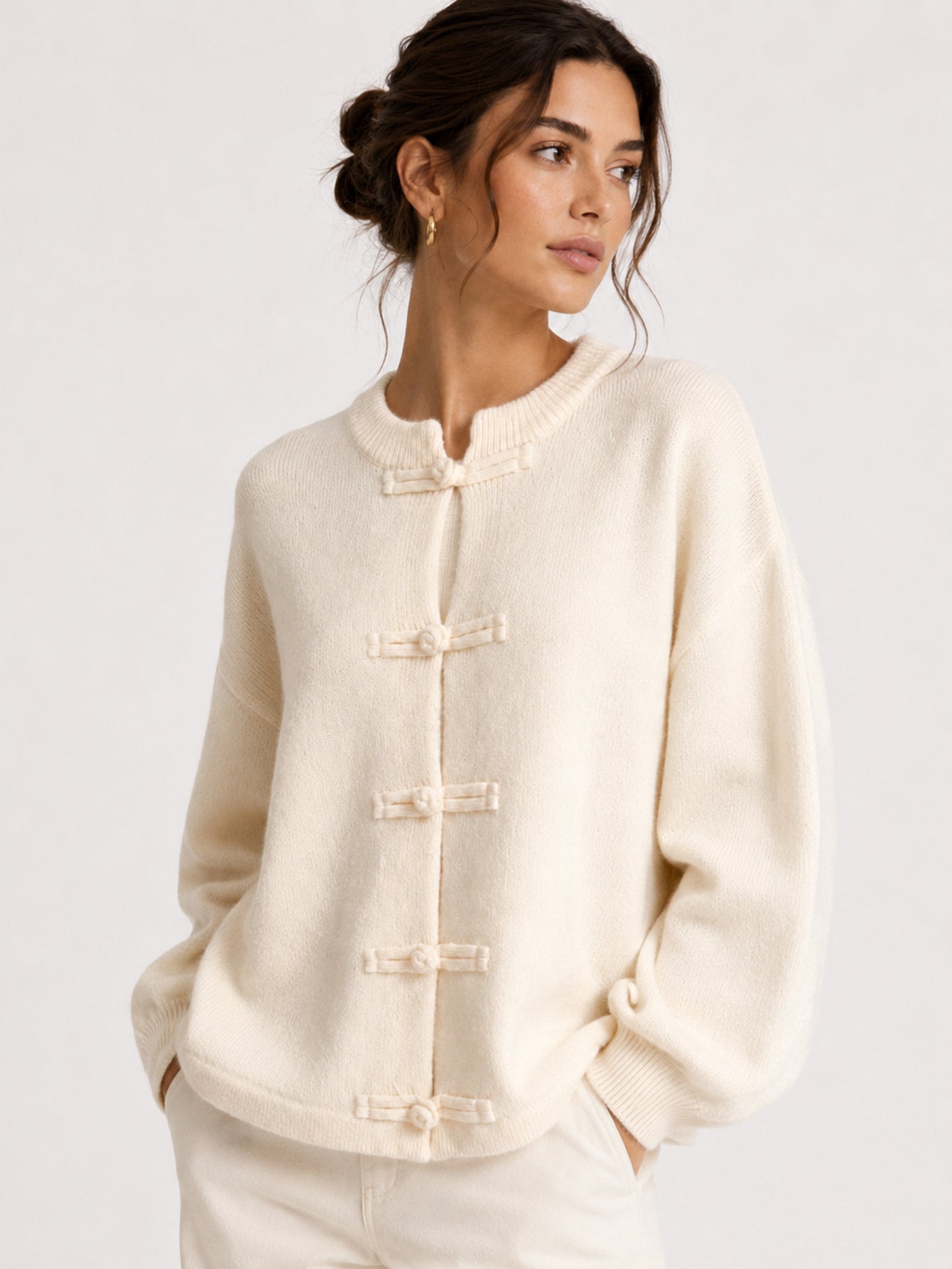 Cardigan oversize écru