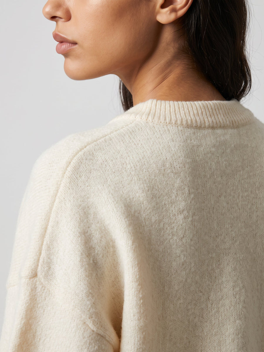 Cardigan maille duveteuse écru
